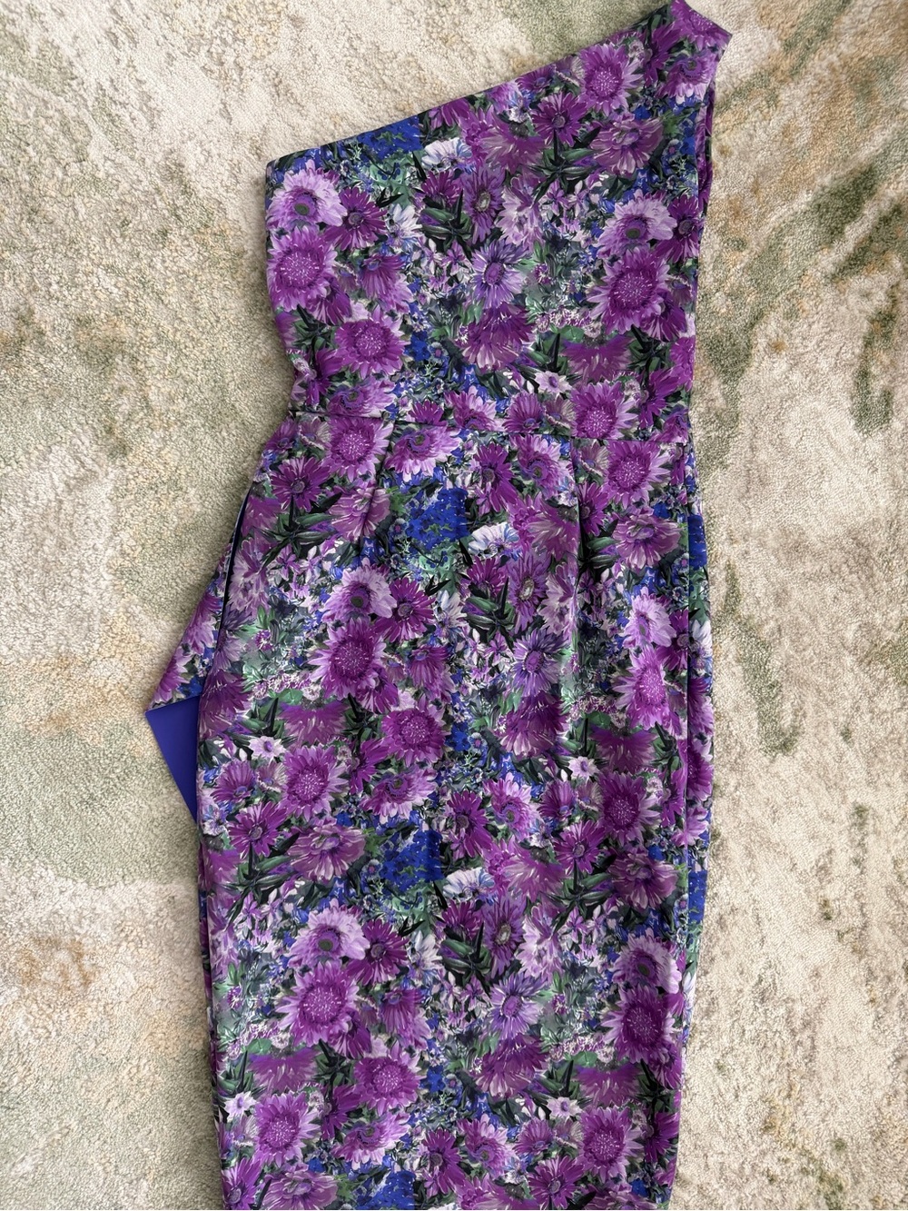Chiara Boni Purple Floral One Shoulder Dress - Picture 5 of 7
